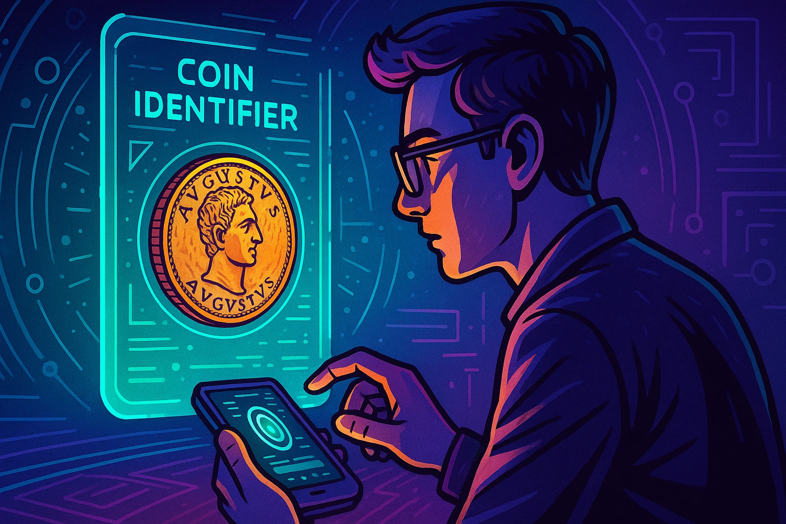 A tech specialist applies a modern and powerful coin identifier.