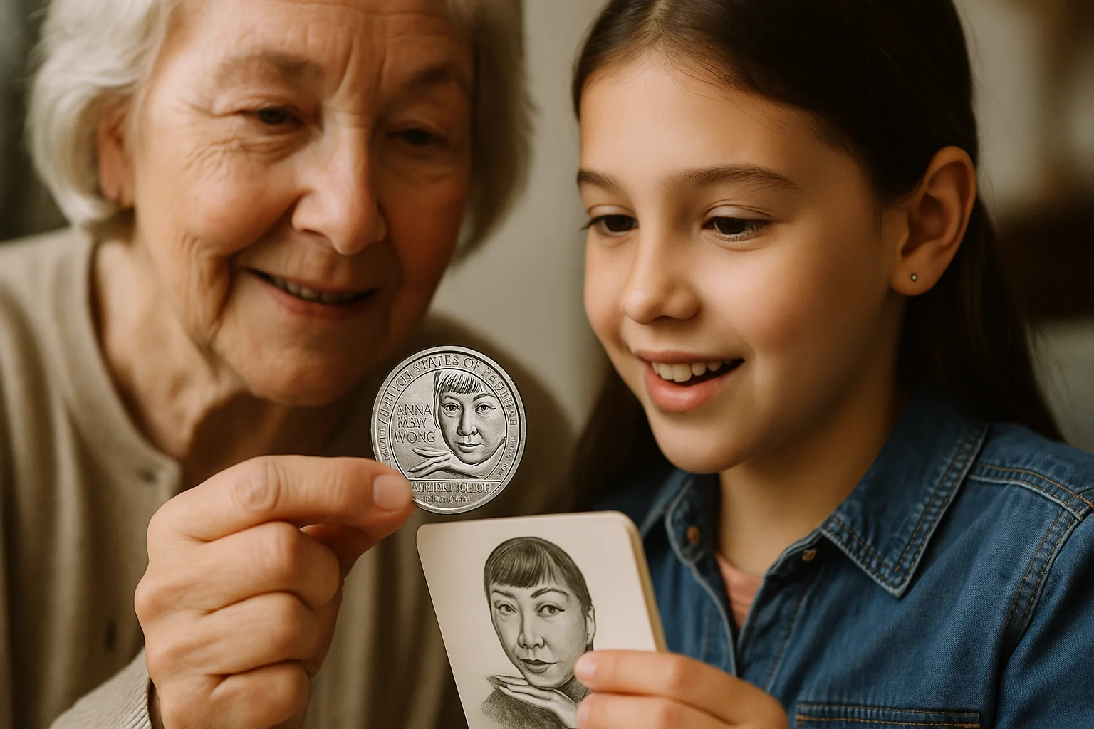 A grandmother introduces her granddaughter to the story behind the Anna May Wong quarter.